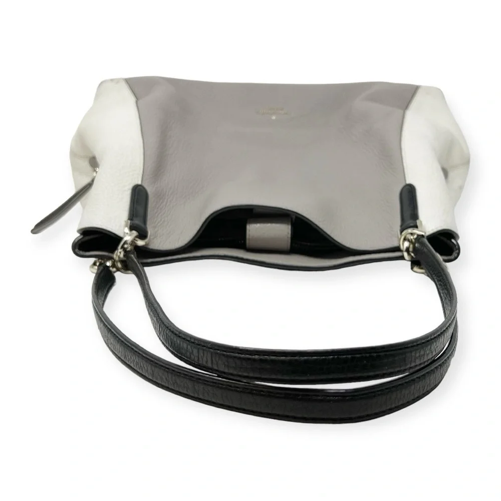 Kate Spade Off White, Black & Grey, Pebbled Leather Satchel Double Handle